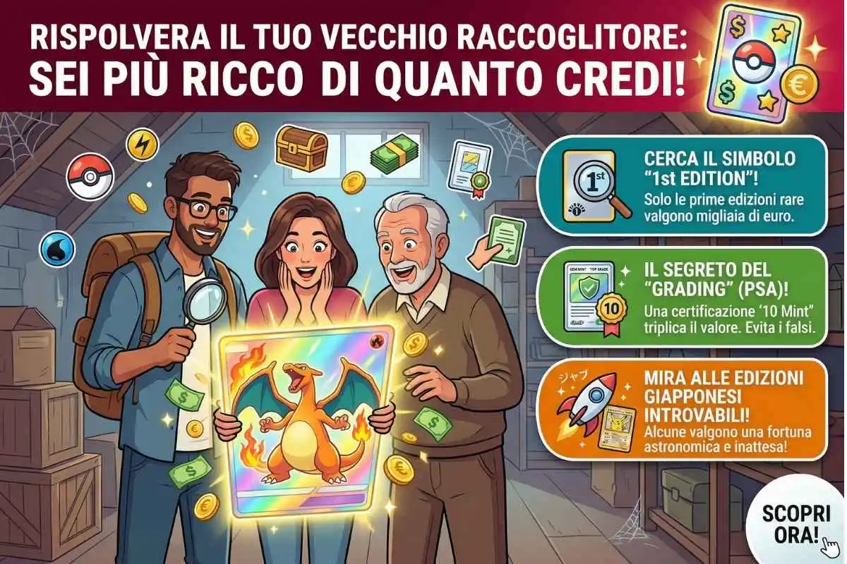 Carte Pokémon vai in cantina, se hai queste vecchie edizioni oggi valgono una fortuna
