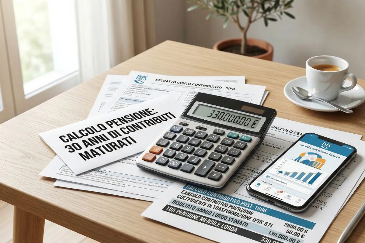Come calcolare la tua pensione oggi se hai esattamente 30 anni di contributi i nuovi importi