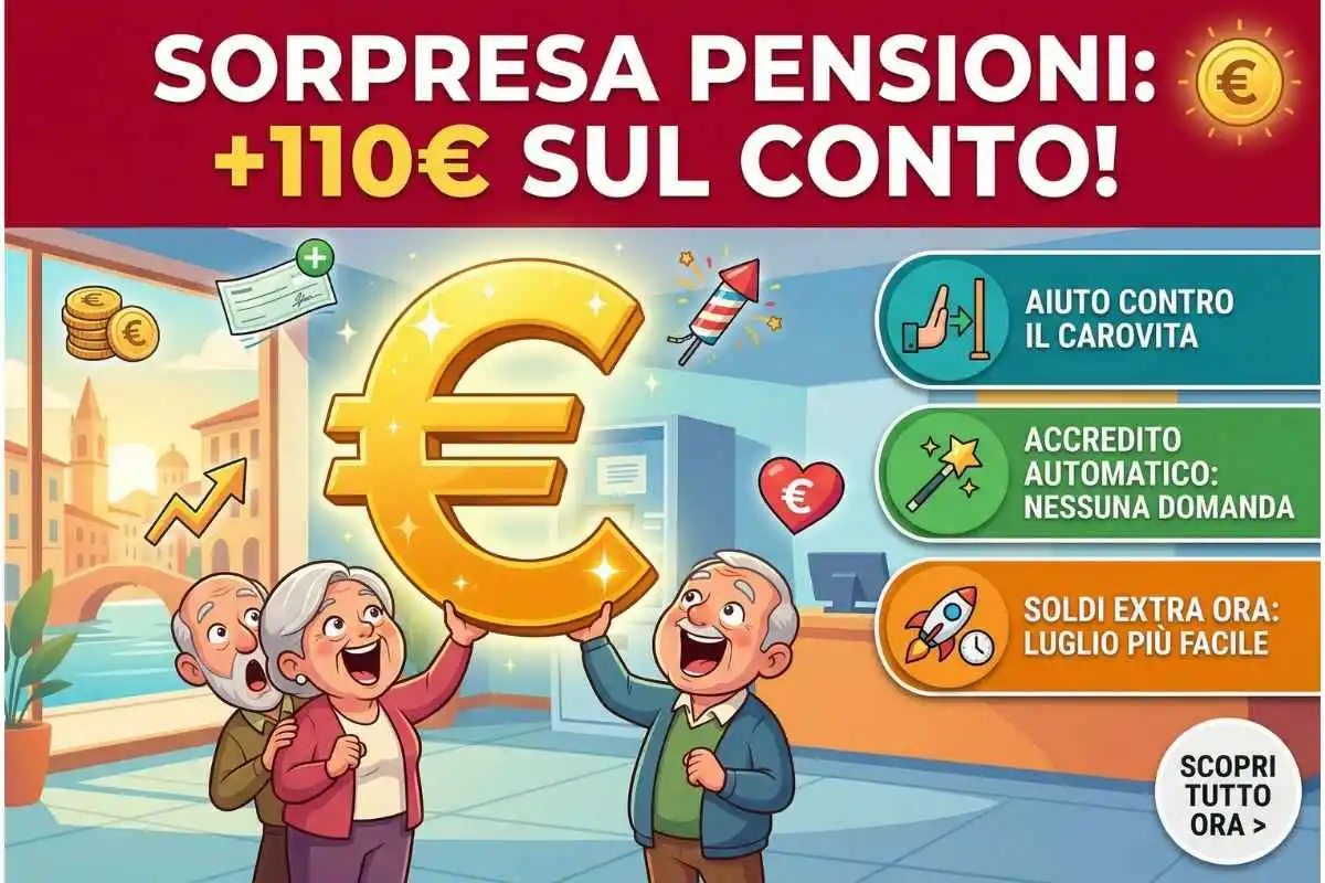 Pensioni minime, sorpresa a luglio 2026 110 euro in più sul conto. Ecco chi deve festeggiare