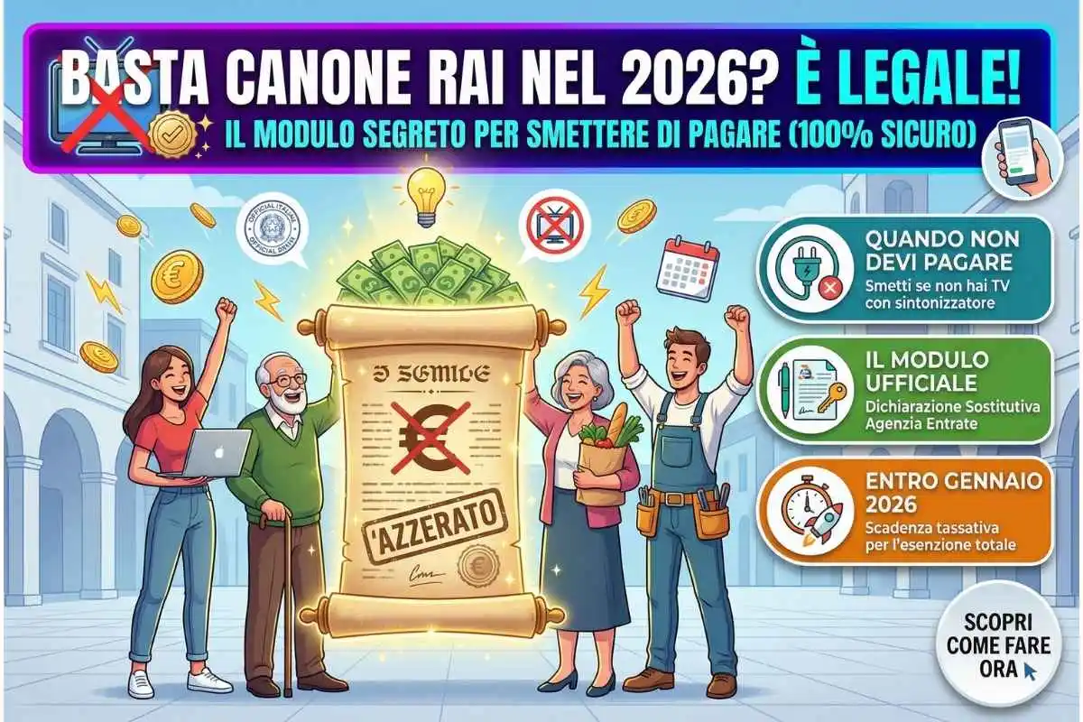 Canone RAI 2026 il modulo segreto per smettere di pagarlo (ed è legale al 100%)