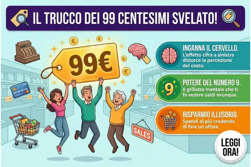Il Trucco dei 99 Centesimi Come la psicologia dei prezzi manipola il tuo carrello della spesa.