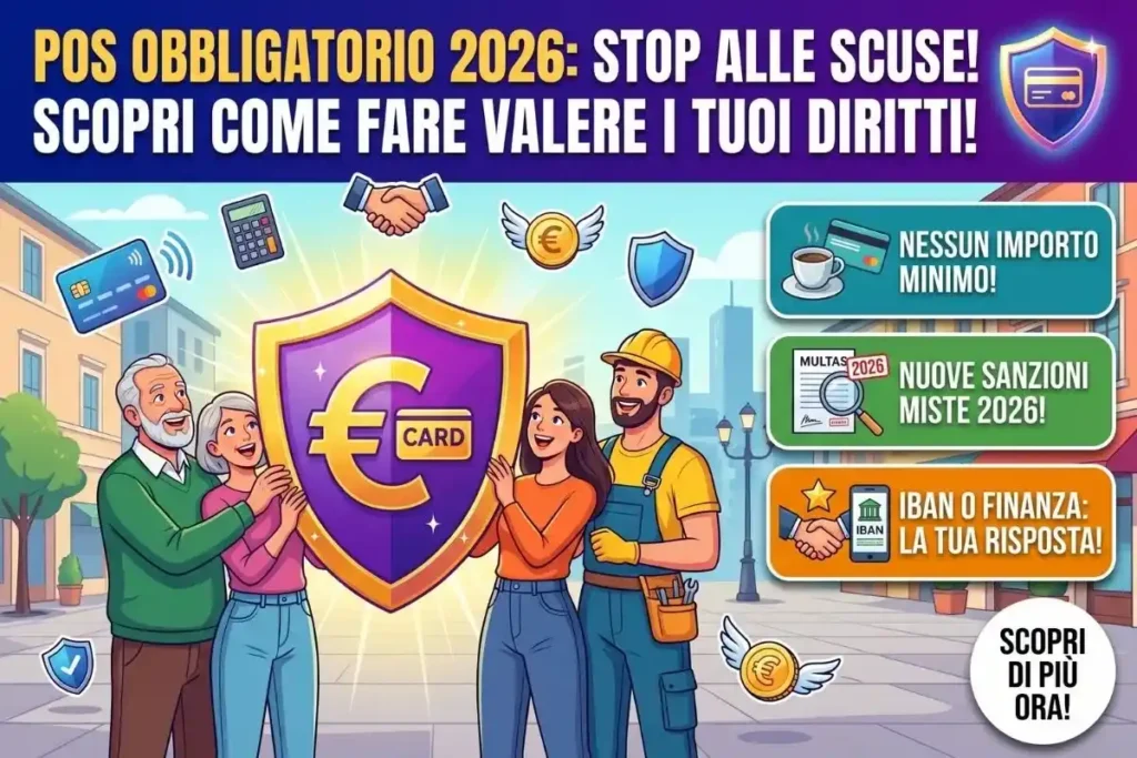 Pos Obbligatorio Cosa fare se il commerciante rifiuta la carta. Le sanzioni aggiornate al 2026.