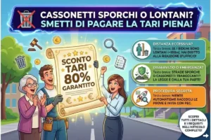 Sconto TARI 80% Cassonetti lontani o sporchi La procedura per pagare solo il 20% della tassa rifiuti.
