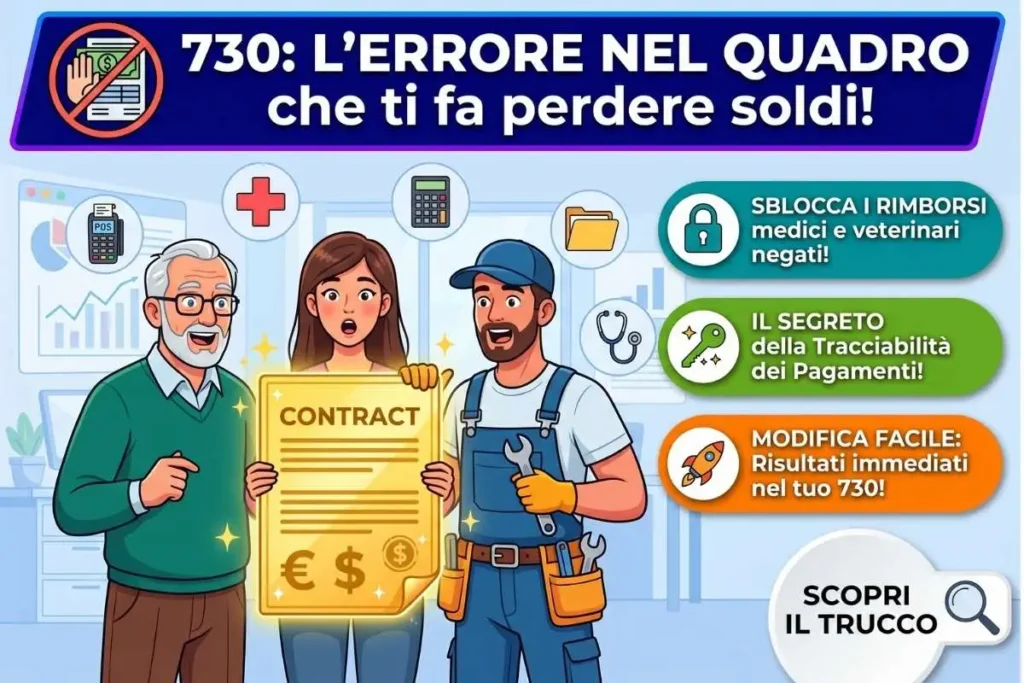 730/2026 precompilato: l'errore nel quadro E che blocca i tuoi rimborsi (modificalo così)