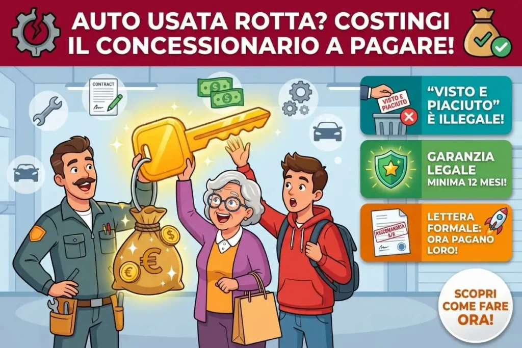 Auto usata con troppi problemi: la lettera formale per costringere il concessionario a pagare le riparazioni