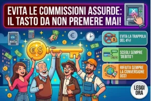 Bancomat: Il tasto che non devi mai premere il venerdì sera per non pagare commissioni assurde
