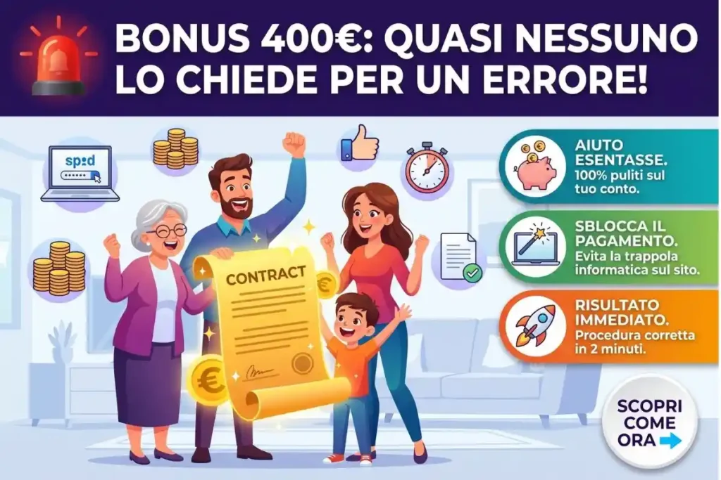 Bonus 2026 L'aiuto statale da 400 euro che scade a breve e che nessuno sta richiedendo per questo errore