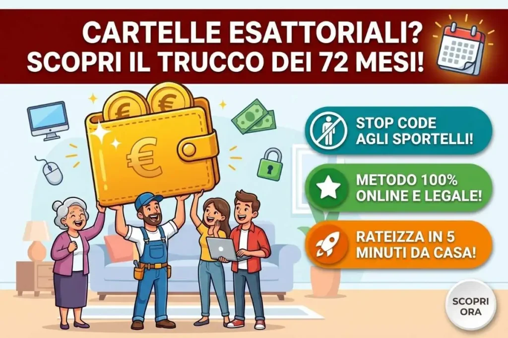 Cartelle esattoriali Agenzia Entrate: il trucco per rateizzare in 72 mesi senza andare allo sportello
