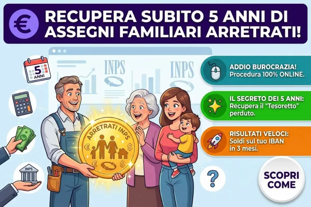 Come richiedere gli arretrati degli assegni familiari INPS degli ultimi 5 anni: la procedura online