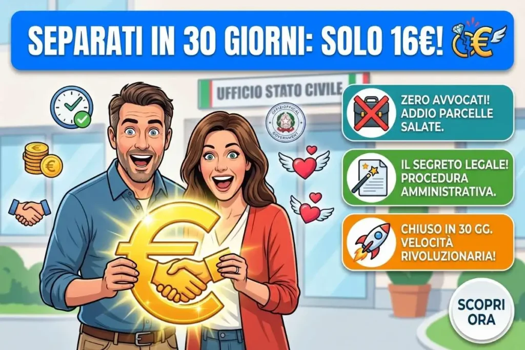 Divorzio rapido in Comune: come separarsi in 30 giorni pagando solo 16 euro (senza nemmeno un avvocato)