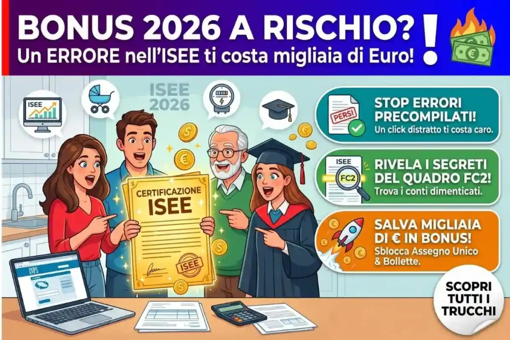 Errori frequenti ISEE precompilato INPS quale riga controllare per non perdere i bonus statali 2026