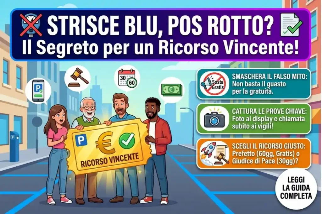 Esenzione pagamento parcheggio strisce blu come fare ricorso se il parchimetro non accetta bancomat