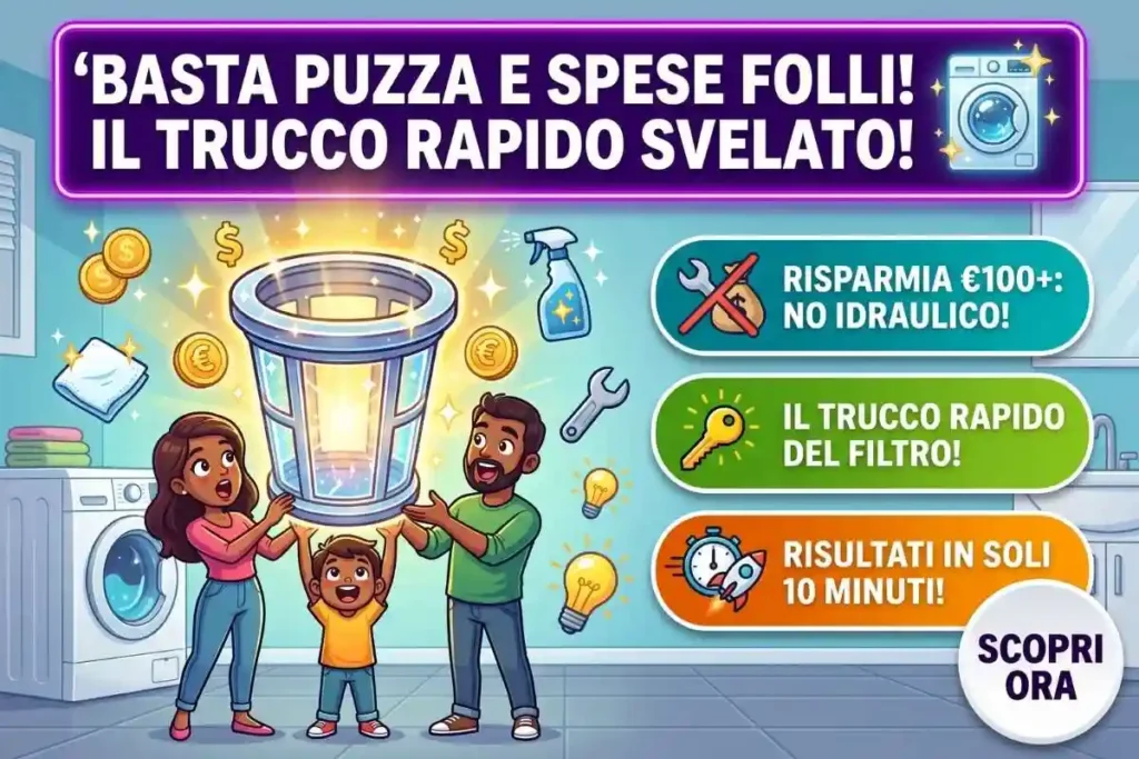Lavatrice che puzza e non scarica l'acqua: il trucco rapido col filtro che evita di regalare 100€ all'idraulico