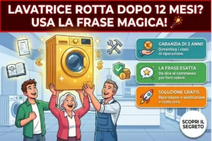Lavatrice rotta dopo soli 12 mesi: la frase magica da dire al commesso per farti valere la Garanzia Legale