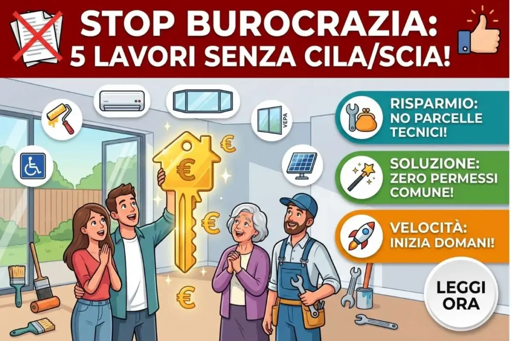 Lavori di edilizia libera senza permesso in Comune (CILASCIA) i 5 interventi di ristrutturazione ammessi