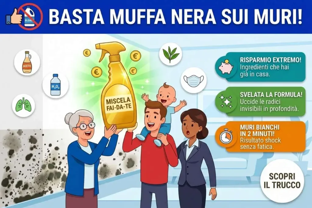 Macchie di muffa nera in casa: la miscela fai-da-te economica che cancella tutto in 2 minuti senza candeggina