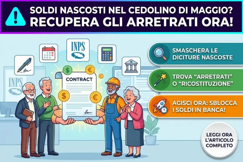 Pensioni INPS La dicitura nascosta nel cedolino di maggio che ti fa recuperare gli arretrati non pagati