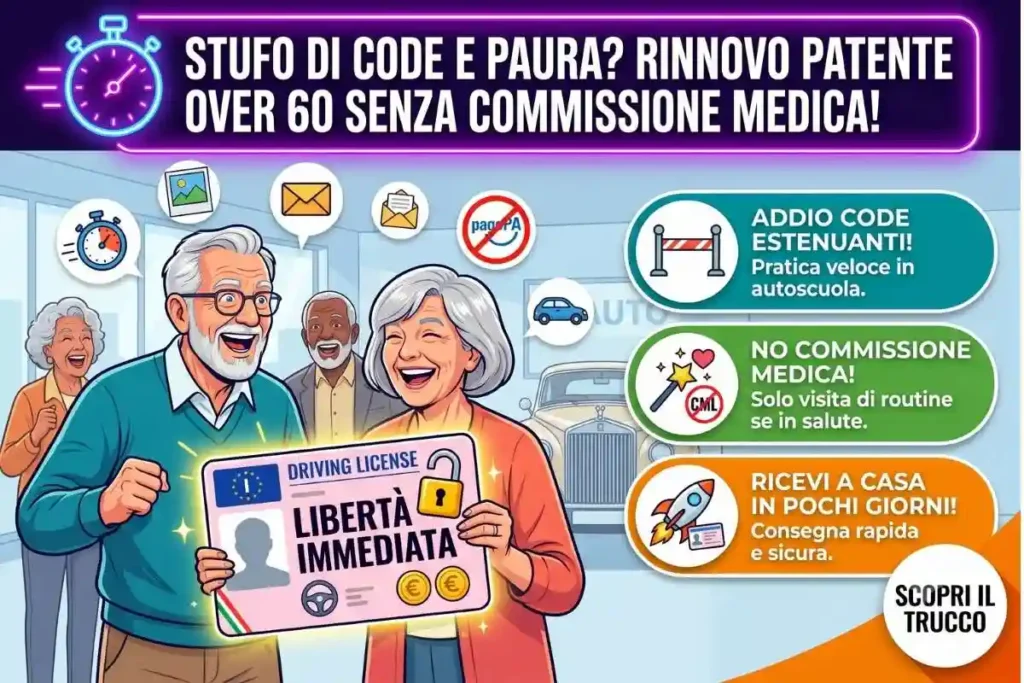 Rinnovo patente di guida dopo i 60 anni la procedura in autoscuola senza passare per la commissione medica