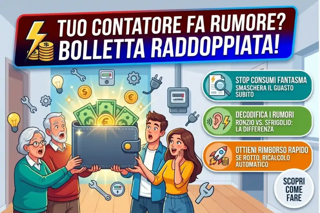 Rumore anomalo contatore luce elettronico come verificare un guasto che raddoppia i consumi conteggiati