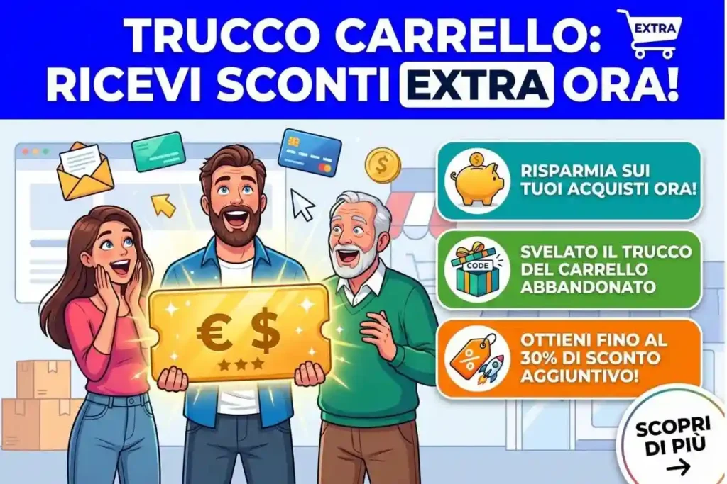Trucco del carrello abbandonato e-commerce come ricevere codici sconto extra sui siti di acquisti online