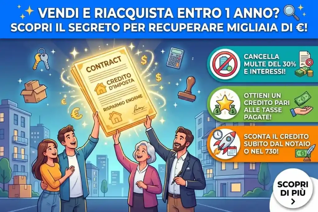 Agevolazioni prima casa vendita riacquisto entro un anno il credito d'imposta che recuperi dall'Agenzia delle Entrate