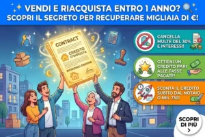 Agevolazioni prima casa vendita riacquisto entro un anno: il credito d’imposta che recuperi dall’Agenzia delle Entrate