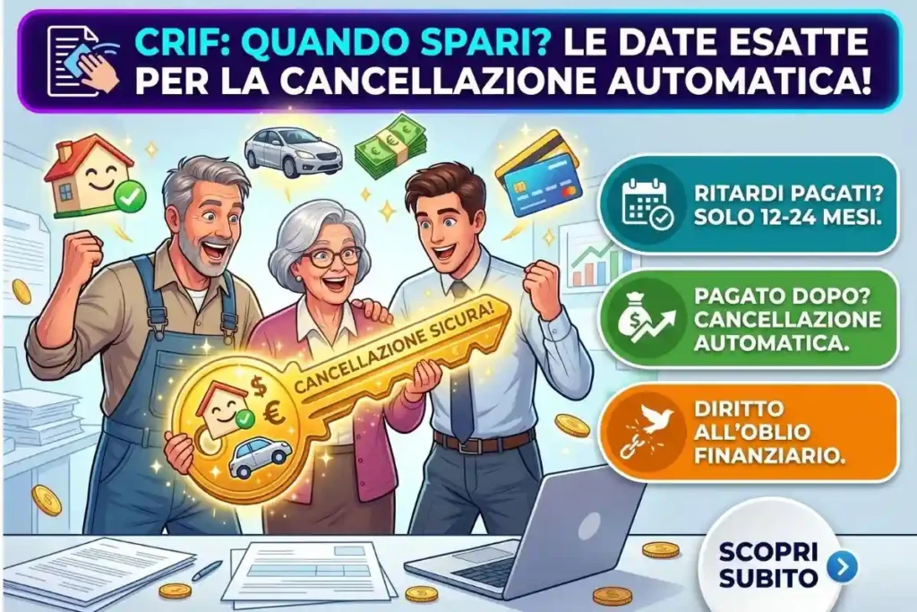 Cancellazione CRIF cattivi pagatori prestiti non pagati dopo quanti mesi sparisce il tuo nome dalle banche dati
