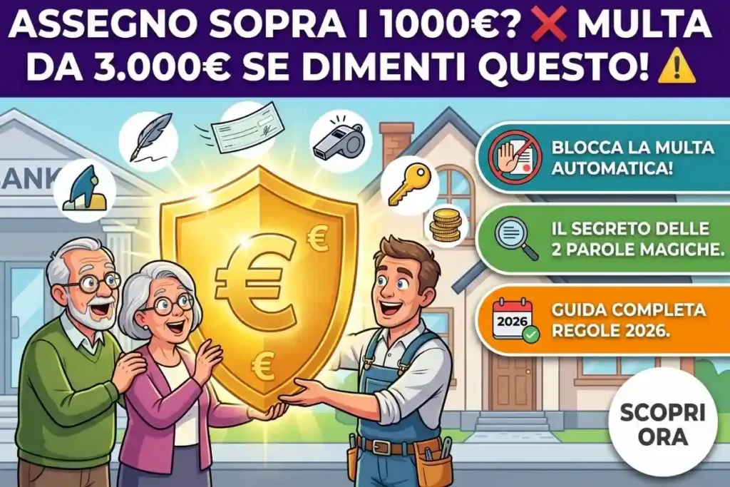 Come fare assegno bancario non trasferibile 2026 la multa da 3000€ se scordi la clausola sopra i mille euro