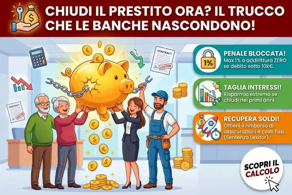 Estinzione anticipata prestito personale penale massima 1% il calcolo da fare per capire se ti conviene davvero