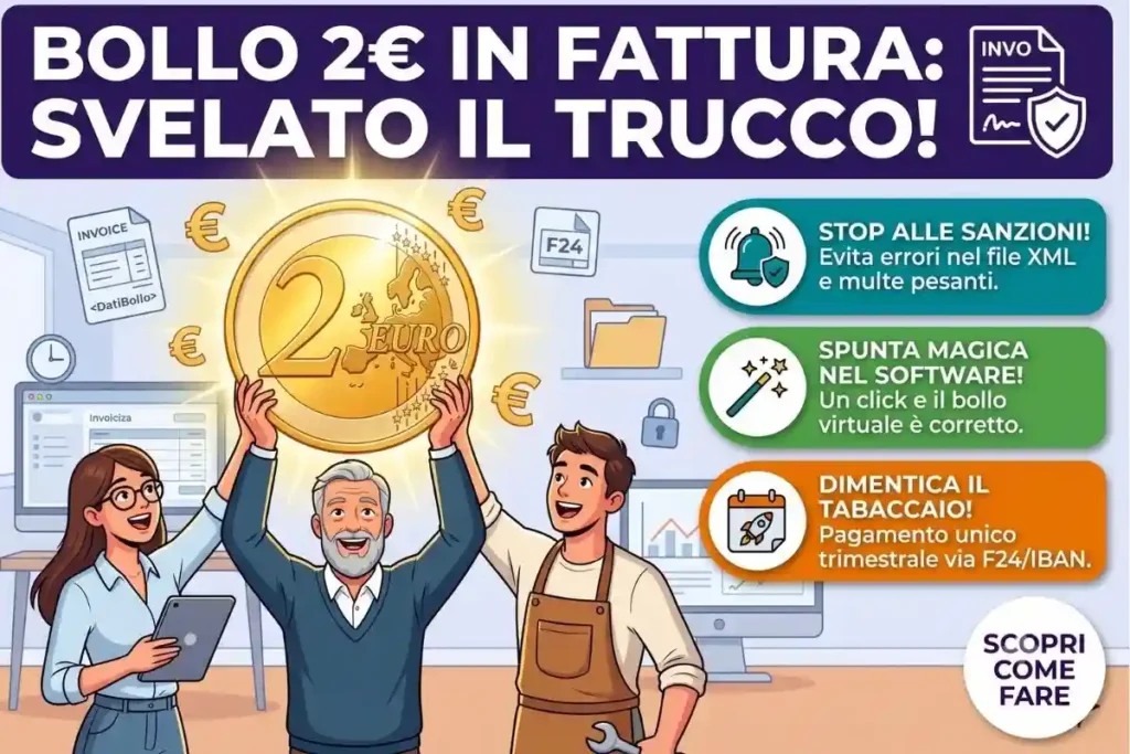 Fattura elettronica forfettari marca da bollo 2 euro come inserirla correttamente nel software di invio per evitare sanzioni