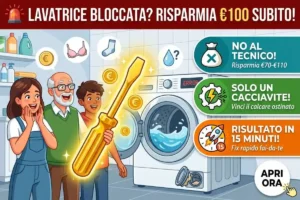 Filtro lavatrice bloccato non scarica acqua: il metodo rapido col cacciavite per ripararla senza chiamare il tecnico