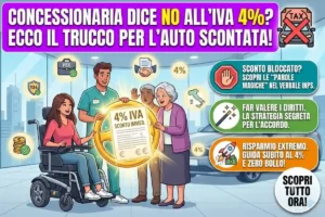 Legge 104 acquisto auto iva 4% e bollo: come fare se la concessionaria rifiuta di applicare lo sconto immediato