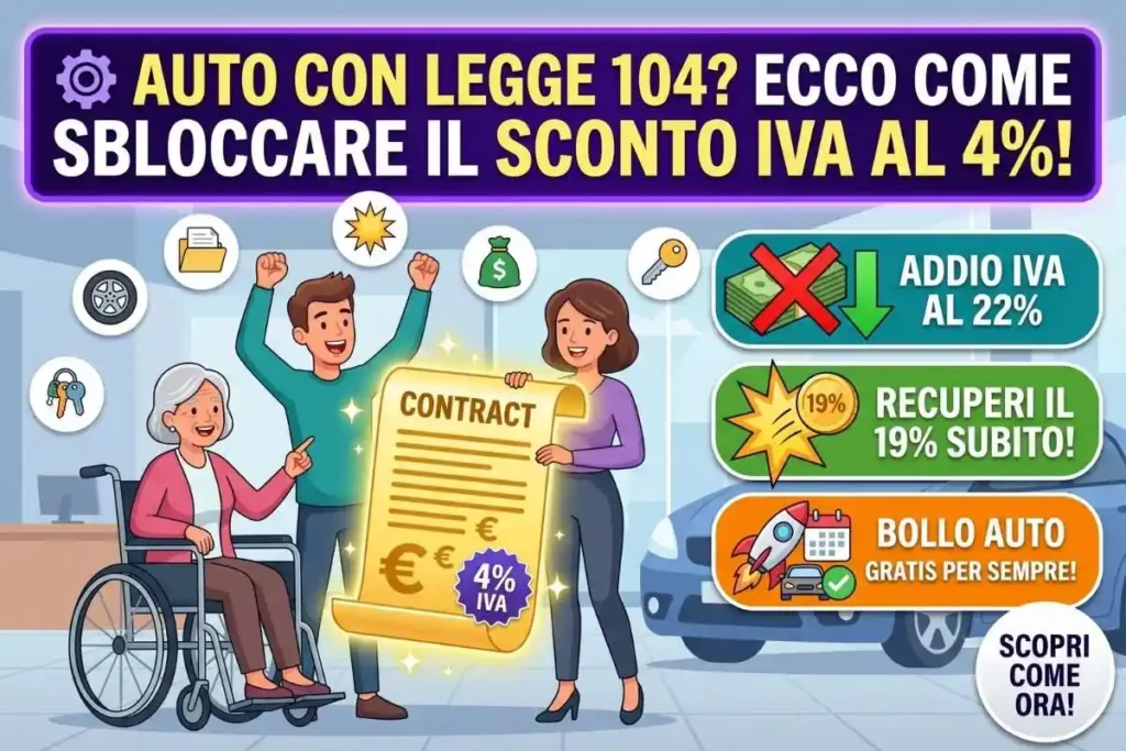 Legge 104 e acquisto auto: lo sconto IVA al 4% spiegato passo passo (porta questi documenti in concessionaria)