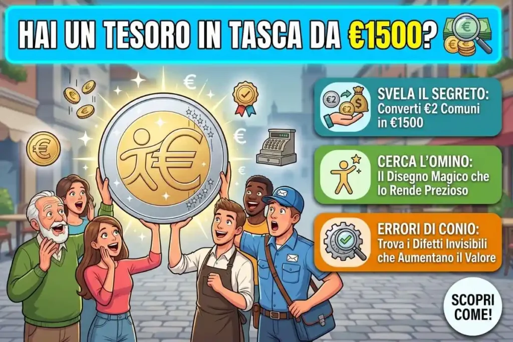 Monete da 2 euro rarissime se hai questo particolare disegno dell'omino potresti incassare 1500 euro dai collezionisti