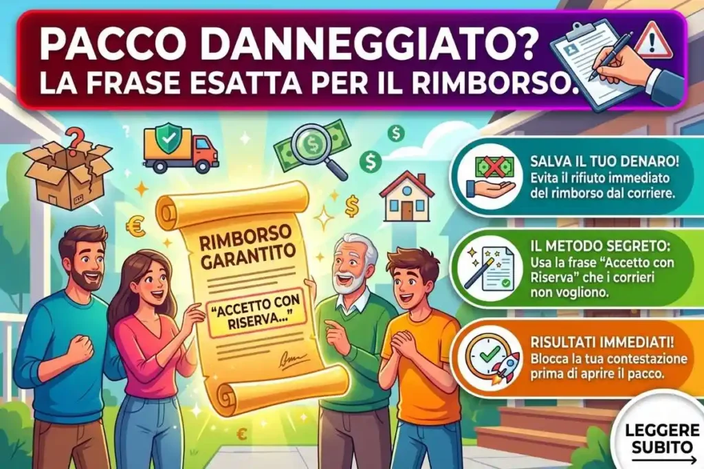 Pacco danneggiato riserva di controllo bolla corriere la frase esatta da scrivere per ottenere il rimborso