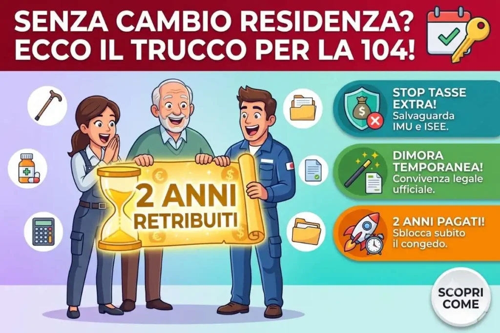 Permessi Legge 104 per assistenza genitore anziano 2026 come dimostrare la convivenza se non è registrata all'anagrafe