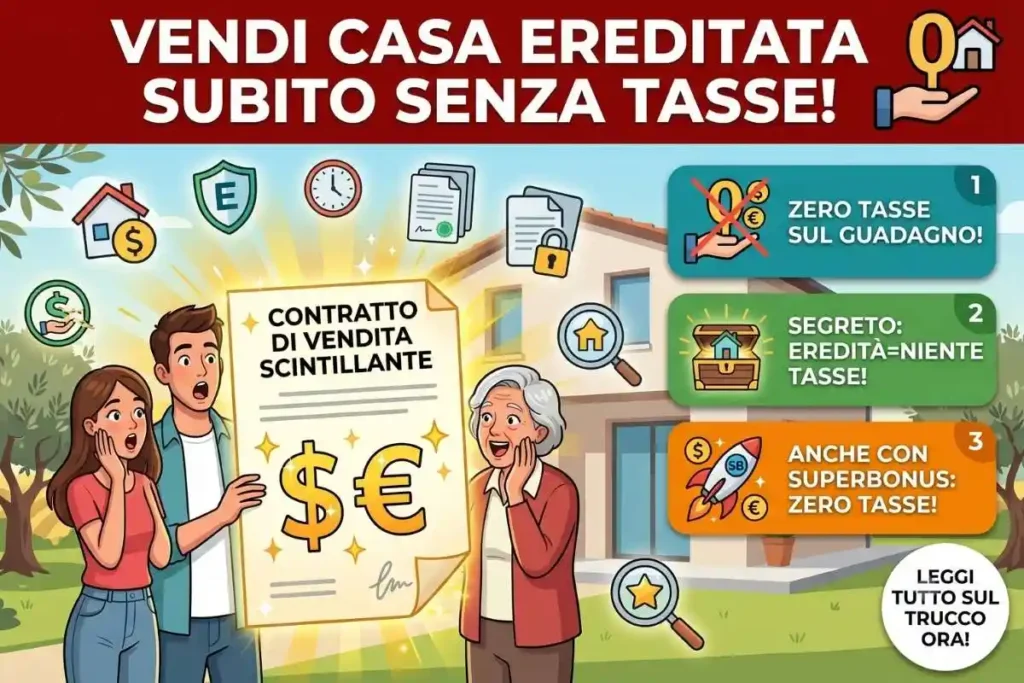 Plusvalenza vendita casa ereditata 2026 l'eccezione segreta che ti permette di non pagare tasse se la vendi subito