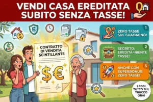 Plusvalenza vendita casa ereditata 2026: l’eccezione segreta che ti permette di non pagare tasse se la vendi subito