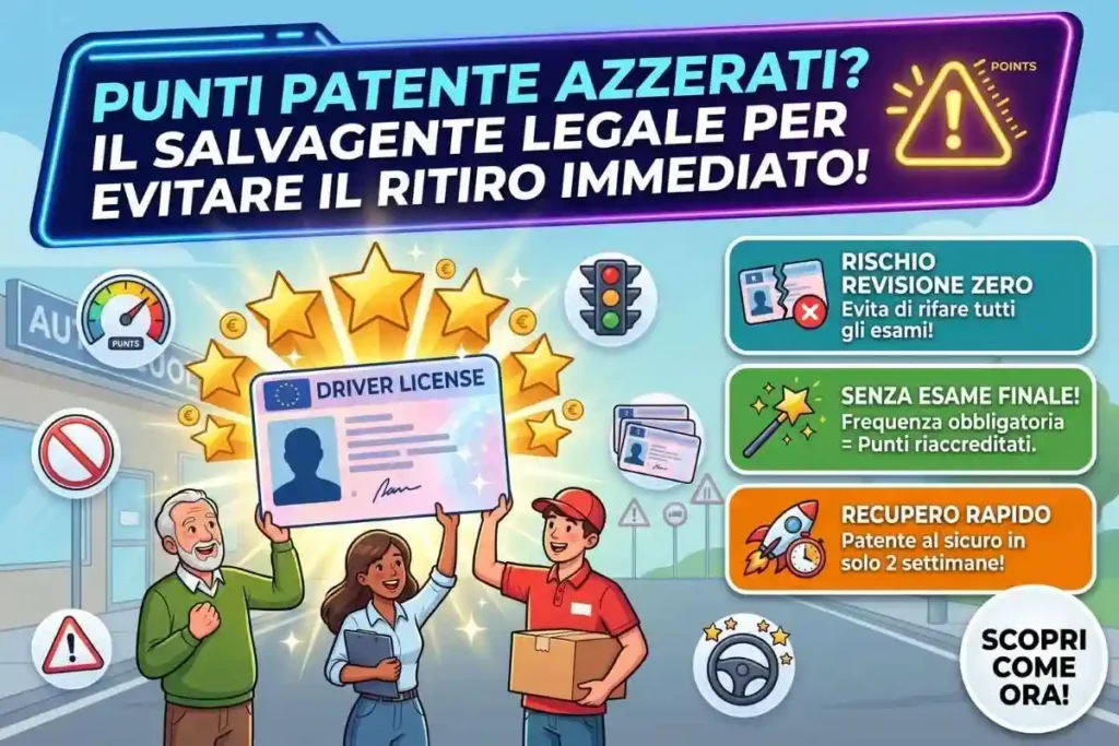 Punti della patente persi il corso rapido (e legale) per evitare il ritiro immediato del documento