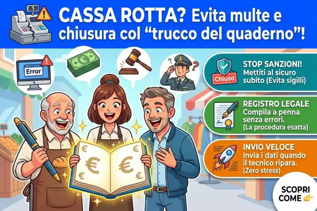 Scontrino elettronico rotto cosa scrivere sul quaderno la procedura per non farsi chiudere il negozio dai NAS