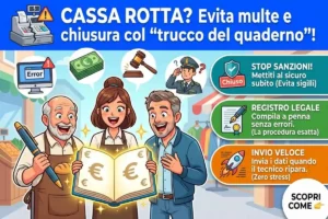 Scontrino elettronico rotto cosa scrivere sul quaderno: la procedura per non farsi chiudere il negozio dai NAS