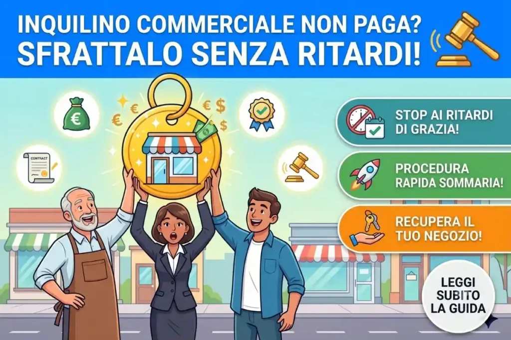 Sfratto morosità inquilino commerciale la procedura rapida per liberare il negozio se non paga più l'affitto