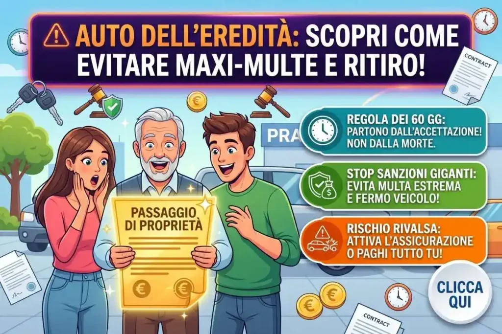Successione auto defunto passaggio di proprietà PRA i tempi stretti per non incorrere nelle sanzioni per omessa trascrizione