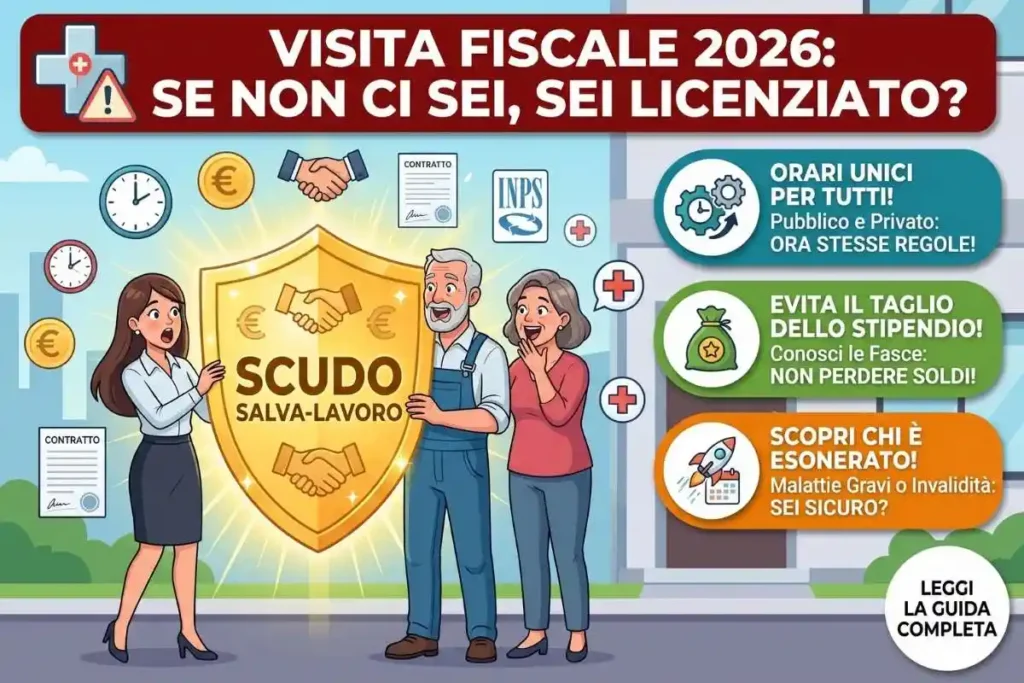 Visita fiscale INPS 2026 i nuovi orari di reperibilità (se non ci sei scatta il licenziamento)