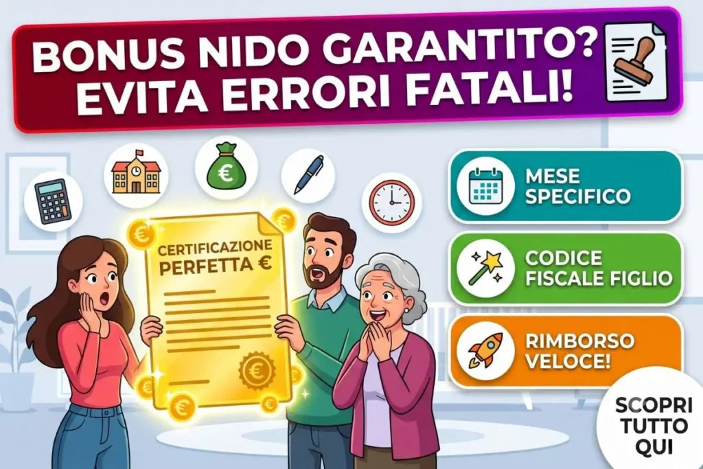 Bonus nido certificazione frequenza INPS modulo come farsi rilasciare il documento corretto dalla struttura