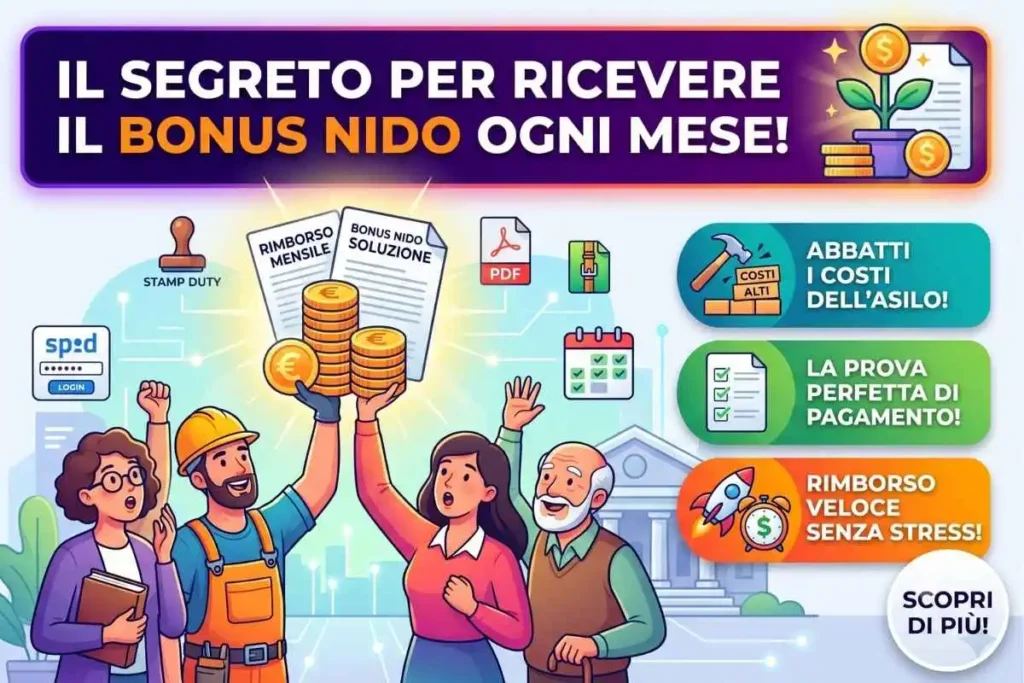 Bonus nido certificazione frequenza area riservata come caricare la prova di avvenuto pagamento