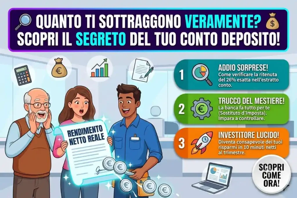 Conto deposito tassazione interessi netti 26% come verificare la ritenuta fiscale nel rendiconto