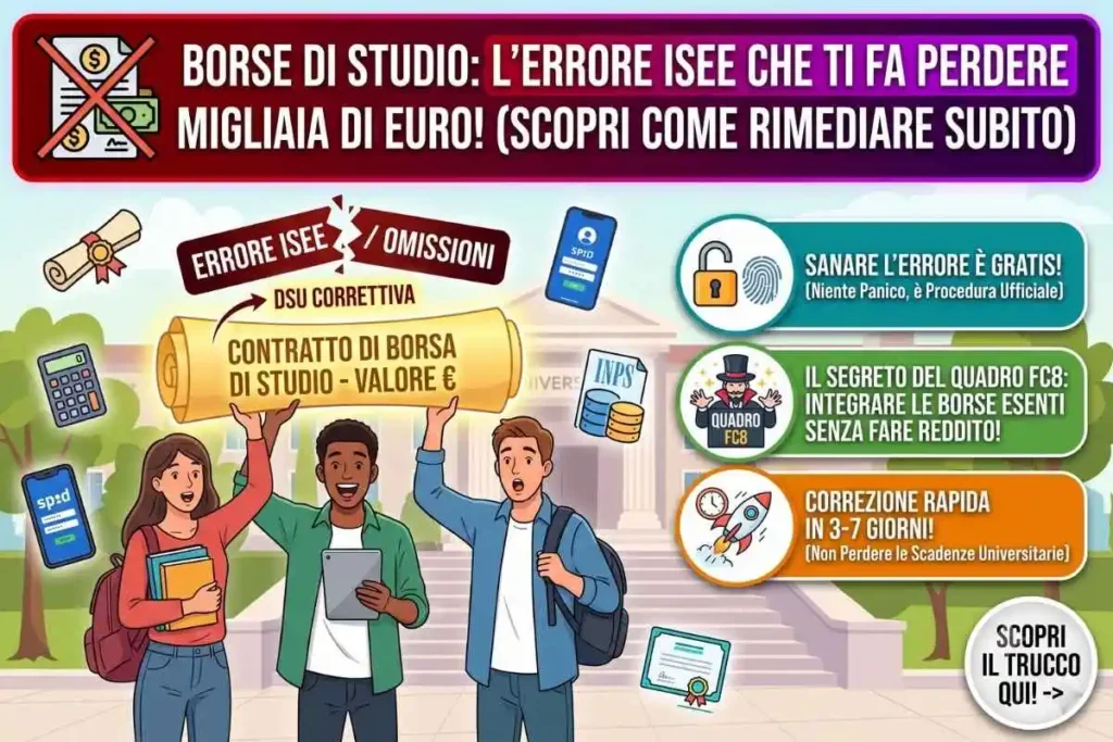 DSU ISEE dati finanziari inserimento errore come integrare i dati delle borse di studio