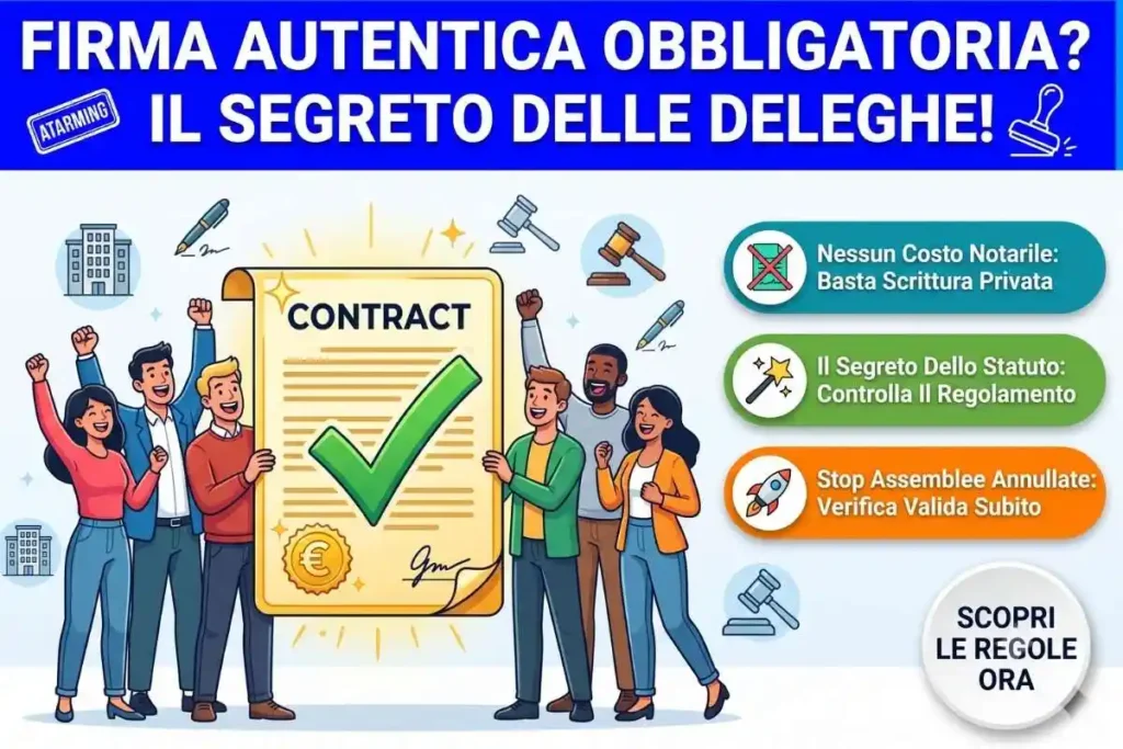 Delega assemblea condominiale firma autentica statuto come verificare che la delega sia valida