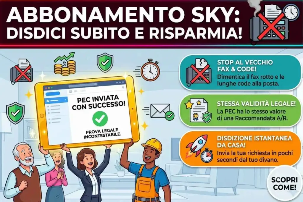 Disdetta Sky tramite email certificata pec come inviare la disdetta se il fax non funziona